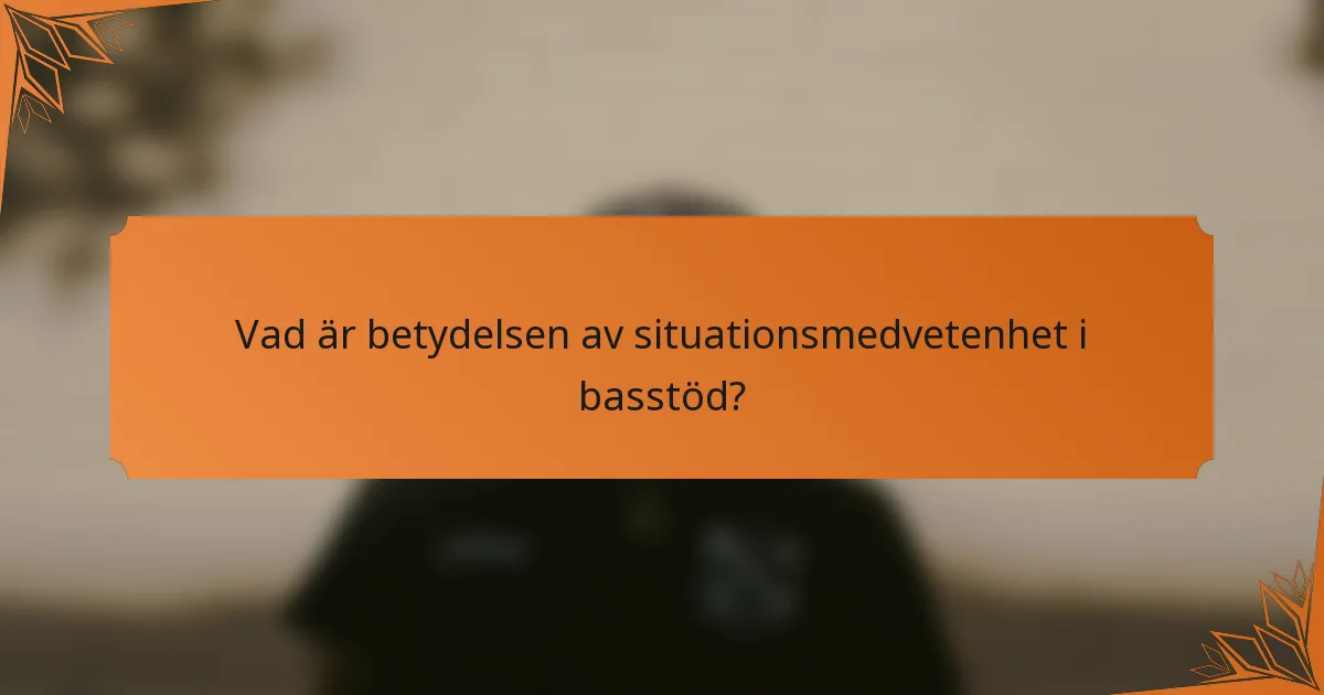 Vad är betydelsen av situationsmedvetenhet i basstöd?